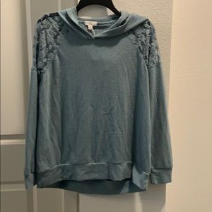 Lace detail pull over sweatshirt